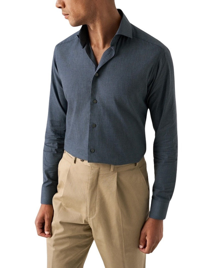 Eton hemd lange mouwen heren donker blauw