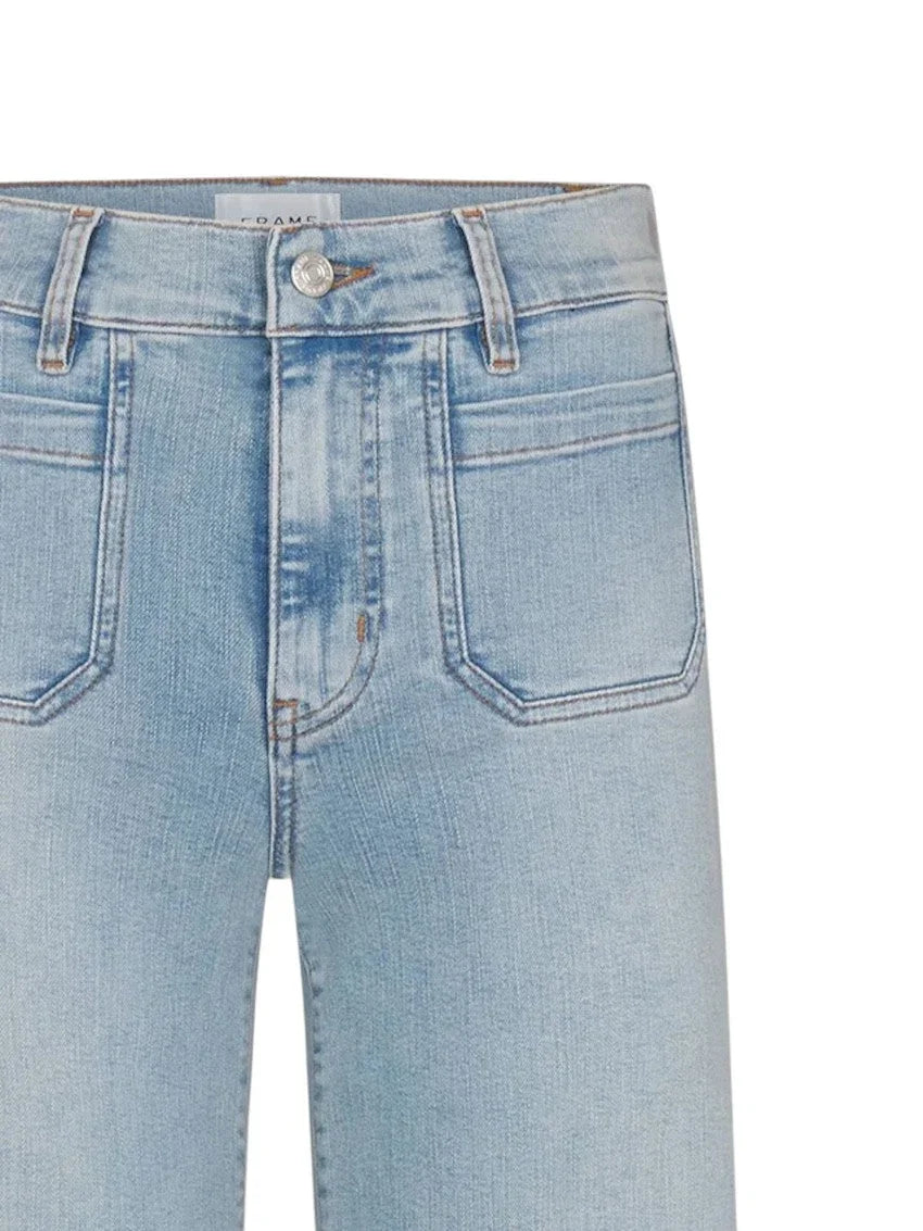 Lichtblauwe denim jeans voor dames met hoge taille en zakken