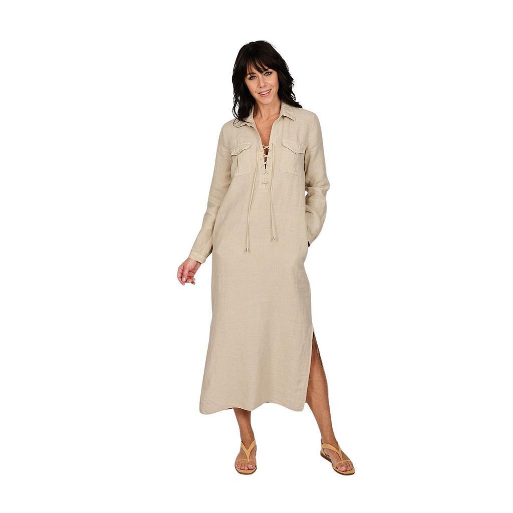 120 Lino kleedje dames beige Artson Fashion