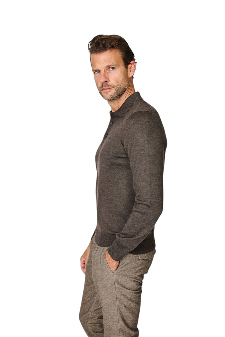 Gran Sasso Men polo shirt lange mouwen heren bruin 55112/14290 186