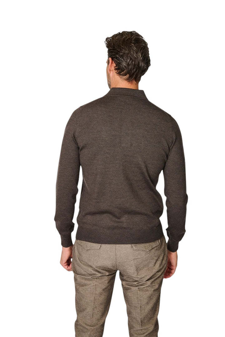Gran Sasso Men polo shirt lange mouwen heren bruin 55112/14290 186