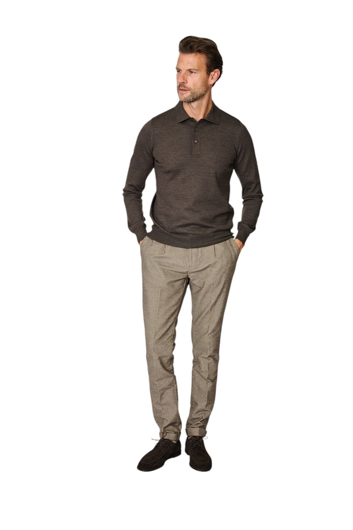 Gran Sasso Men polo shirt lange mouwen heren bruin 55112/14290 186