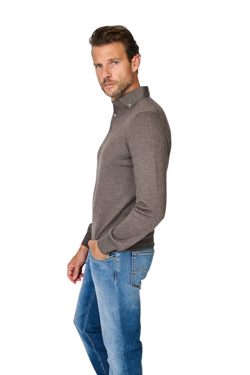 Gran Sasso Men polo shirt lange mouwen heren bruin 57163/14293 046