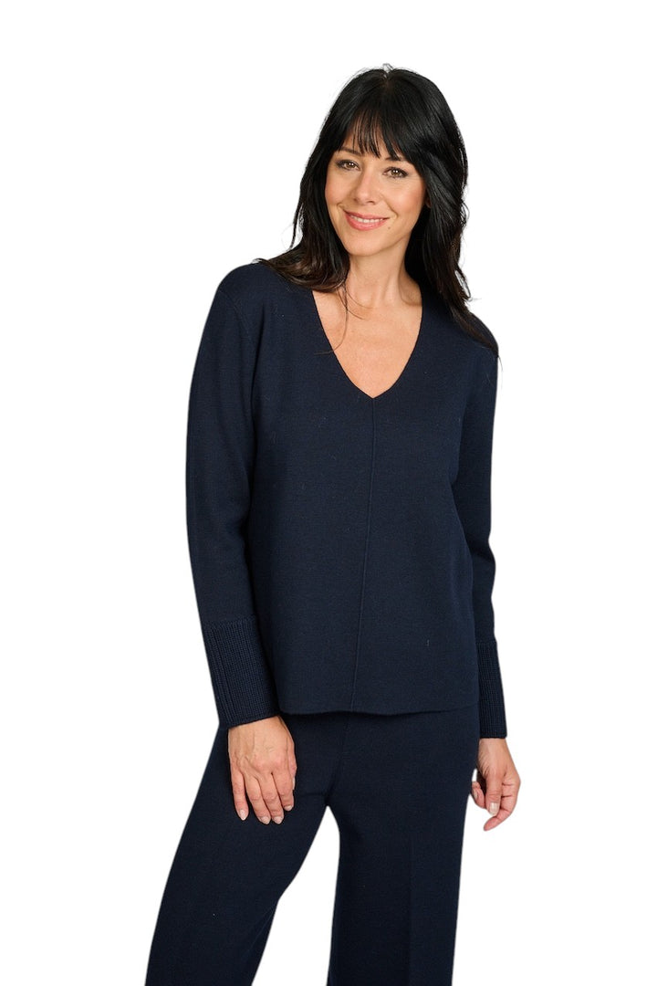 Gran Sasso Women pull trui v-hals dames marine 57233/14432 598