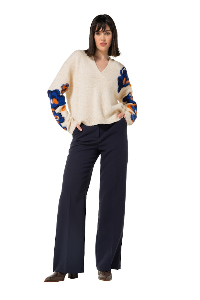 Caroline Biss pull trui v-hals dames multi 4263/29