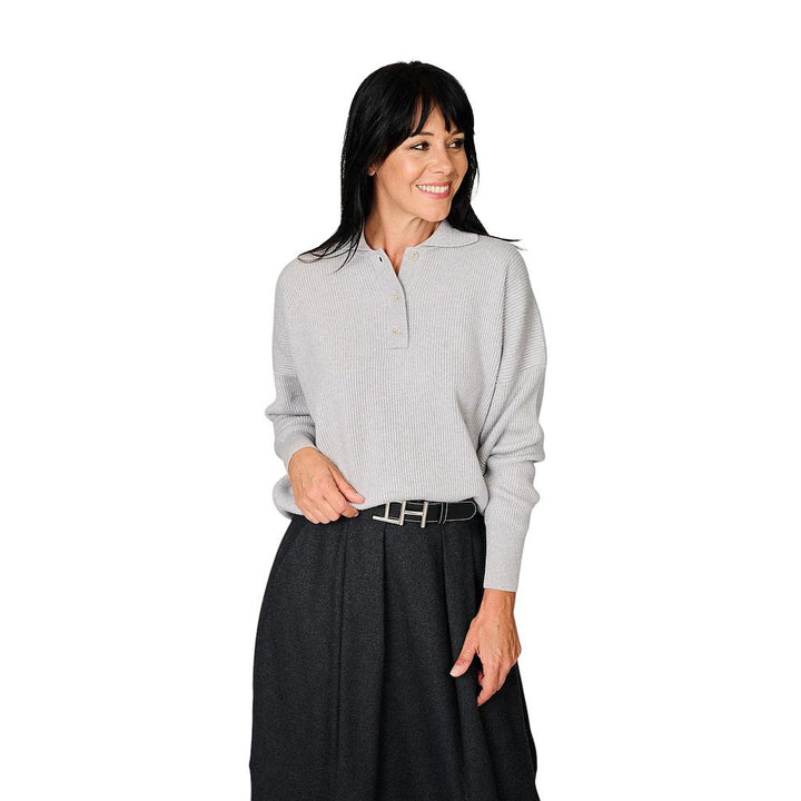 panicale-cashmere-polo-shirt-dames-grijs