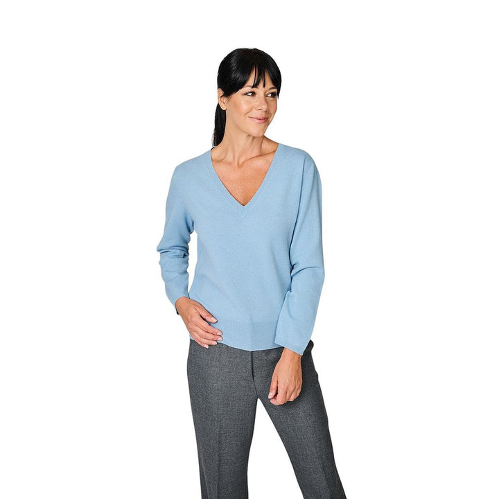 anneclaire-jersey-de-cuello-alto-cuello en v-mujer-color del cielo-d1839-857-21