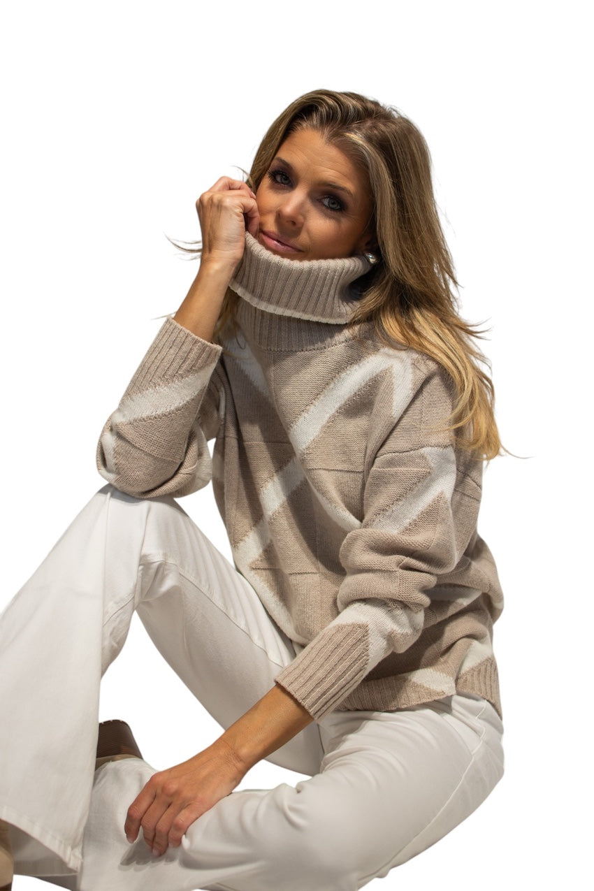 Anneclaire pull trui rolkraag dames beige D1291 857 770