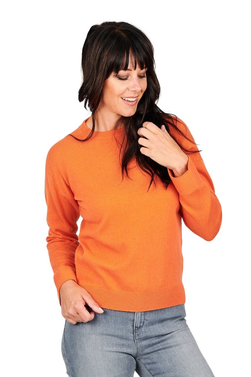 Anneclaire pull trui ronde hals dames oranje