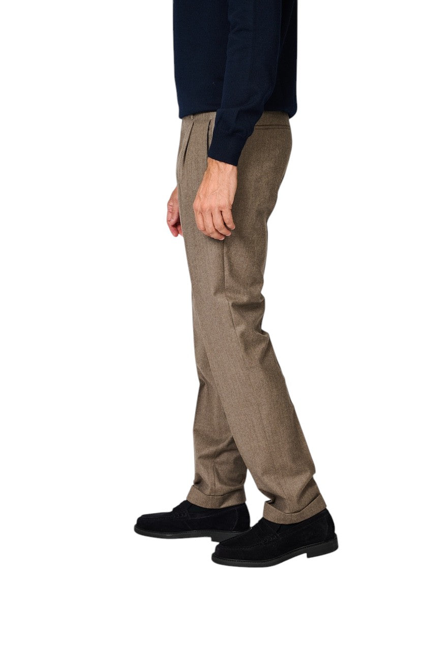 Berwich broek heren donker beige contemporary fit - flannel