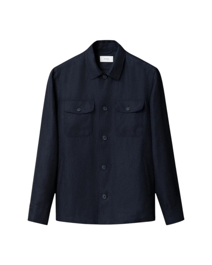 Eton 4 pocket linnen lyocell overhemd lange mouwen heren marine 10001469928