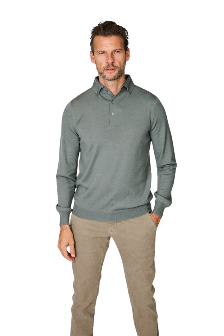 Gran Sasso Mænd poloshirt lange ærmer herre, grøn