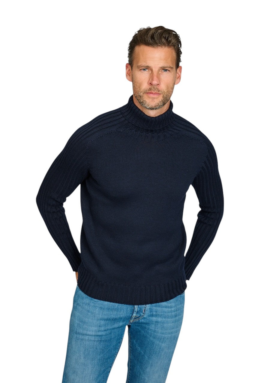 Gran Sasso Men pull trui rolkraag heren donker blauw 14136 24609 598