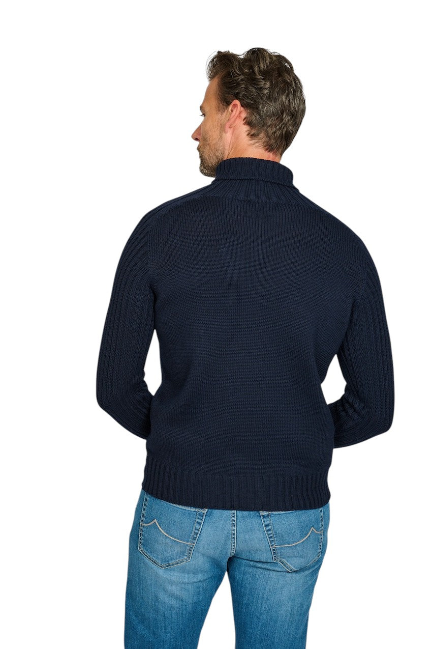 Gran Sasso Men pull trui rolkraag heren donker blauw 14136 24609 598