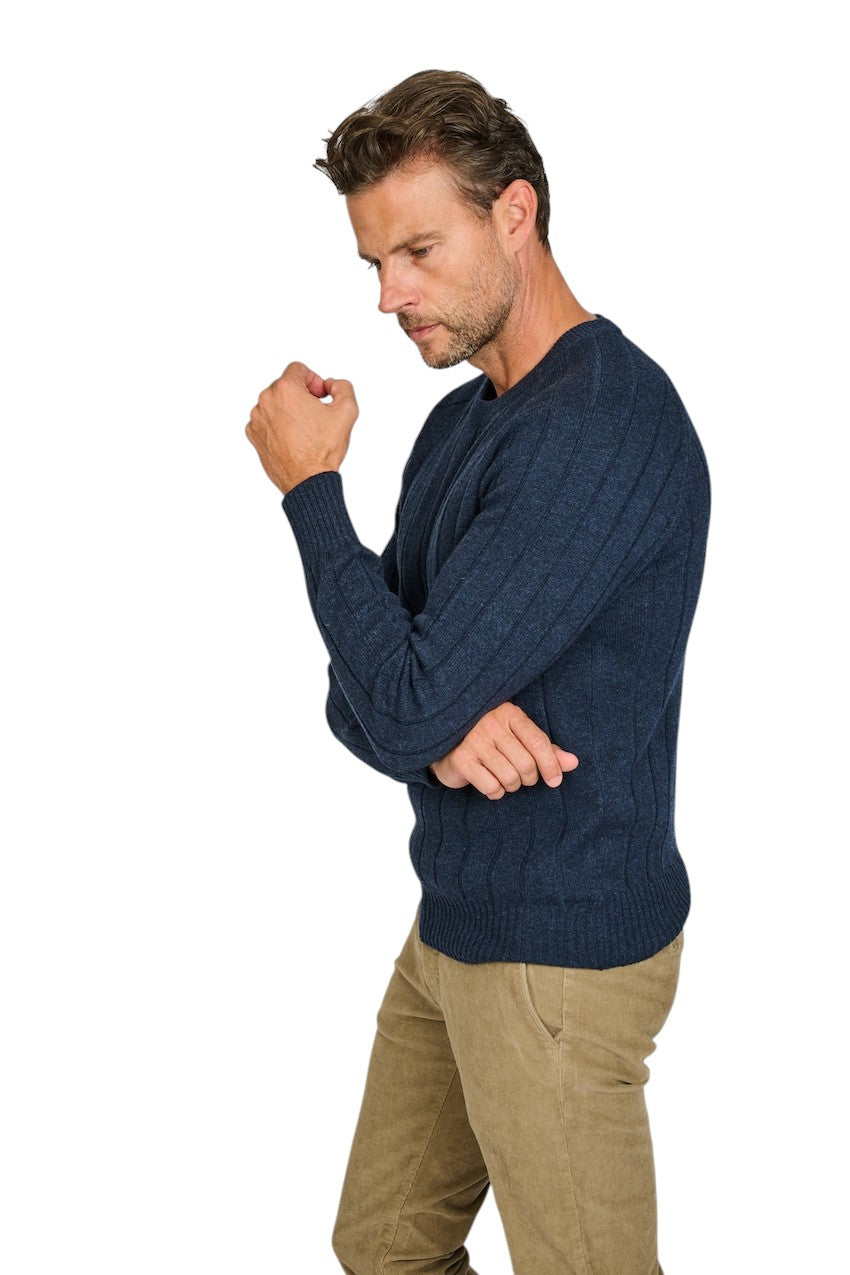 Gran Sasso Men pull trui ronde hals heren blauw Gran Sasso 23135 19657 589