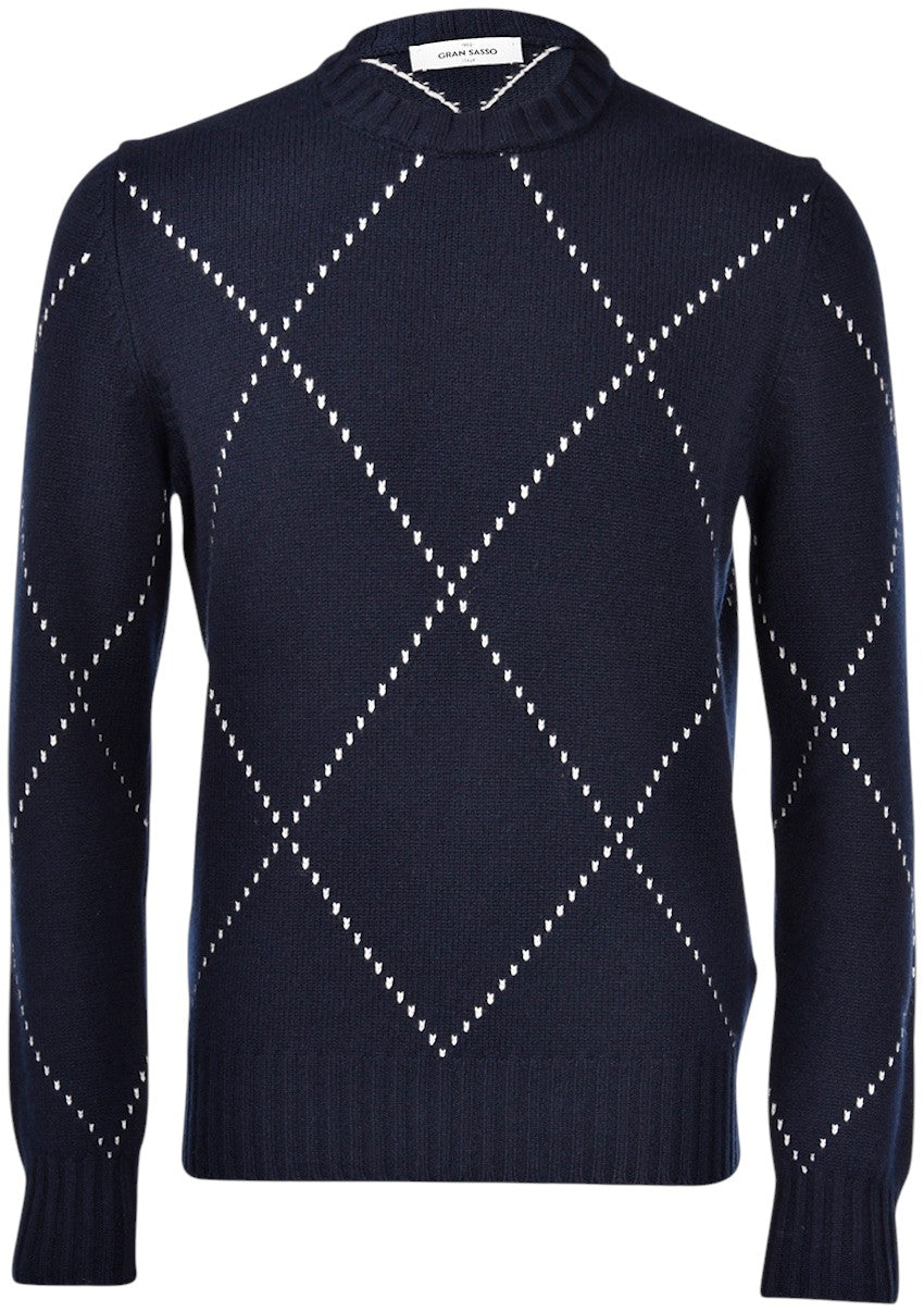 Gran Sasso Men pull trui ronde hals heren donker blauw 13156 19653 598