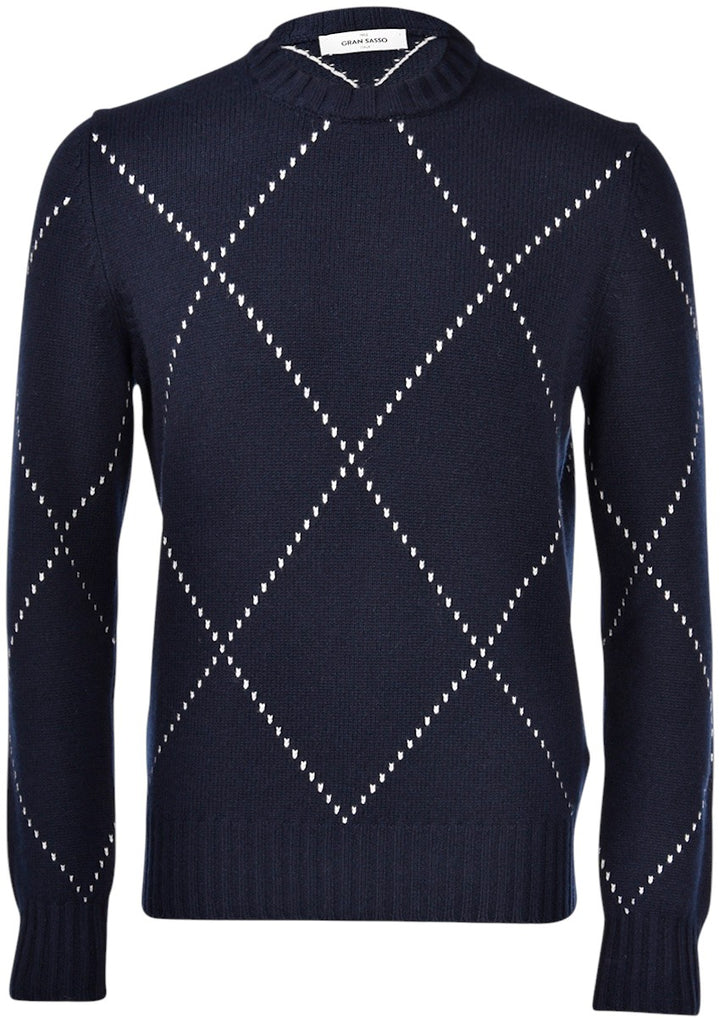 Gran Sasso Men pull trui ronde hals heren donker blauw 13156 19653 598