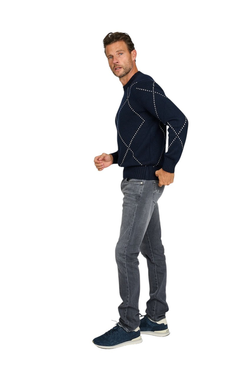 Gran Sasso Men pull trui ronde hals heren donker blauw 13156 19653 598