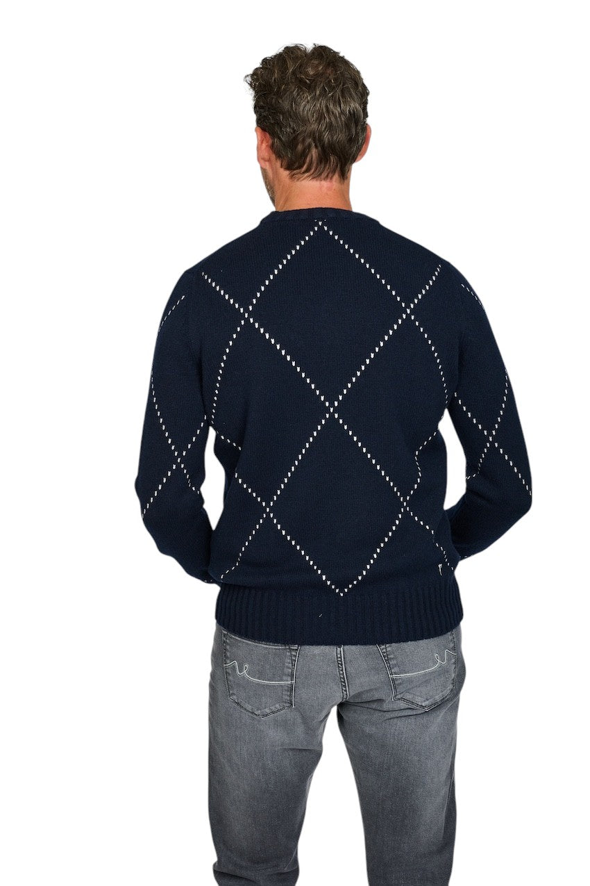 Gran Sasso Men pull trui ronde hals heren donker blauw 13156 19653 598