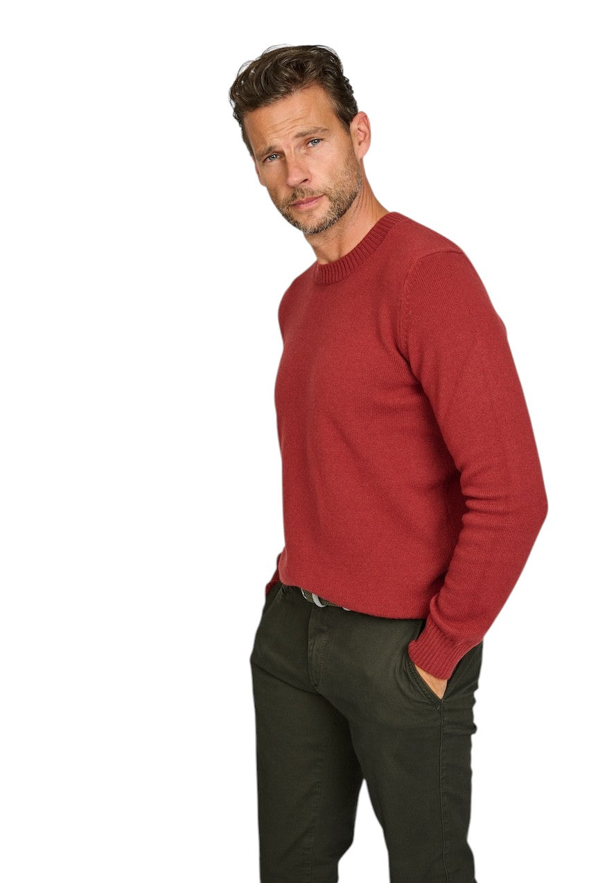 Gran Sasso Men pull trui ronde hals heren donker rood