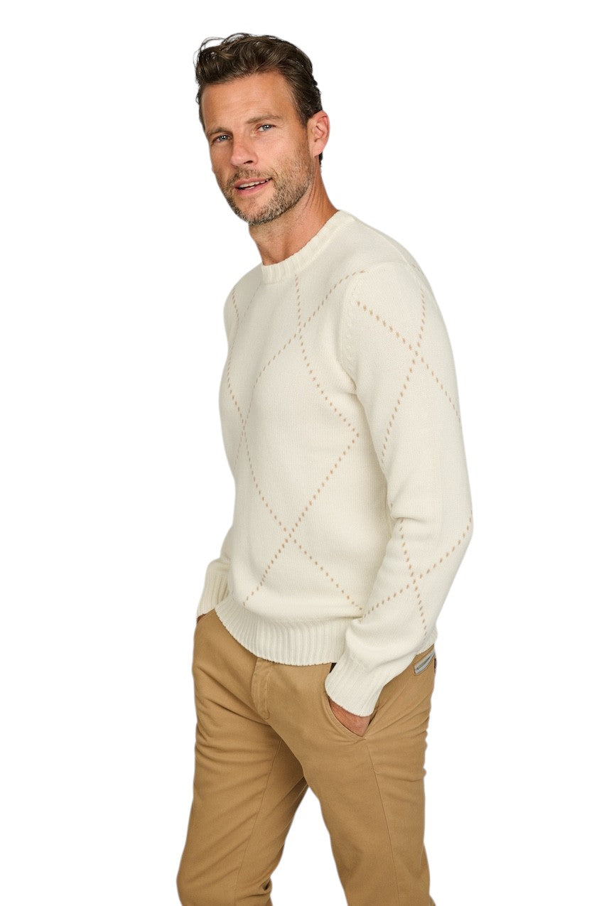 Gran Sasso Men pull trui ronde hals heren ecru 13156 19653 001