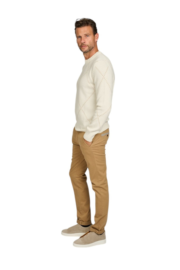 Gran Sasso Men pull trui ronde hals heren ecru 13156 19653 001