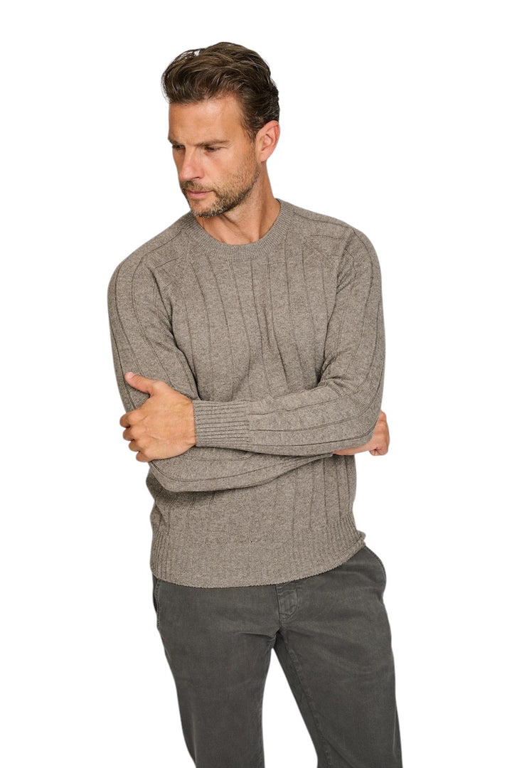 Gran Sasso Men pull trui ronde hals heren taupe 23135 19657 039