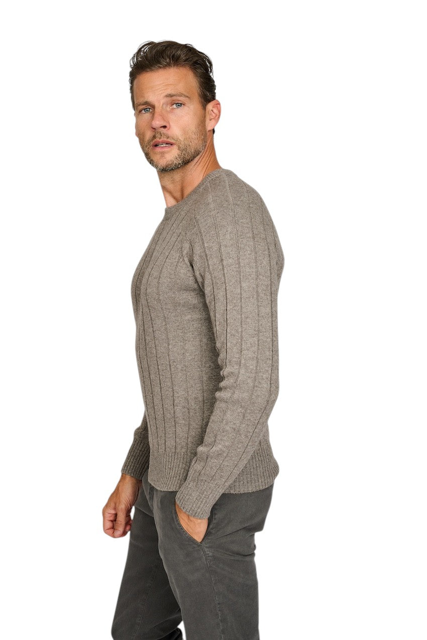 Gran Sasso Men pull trui ronde hals heren taupe 23135 19657 039