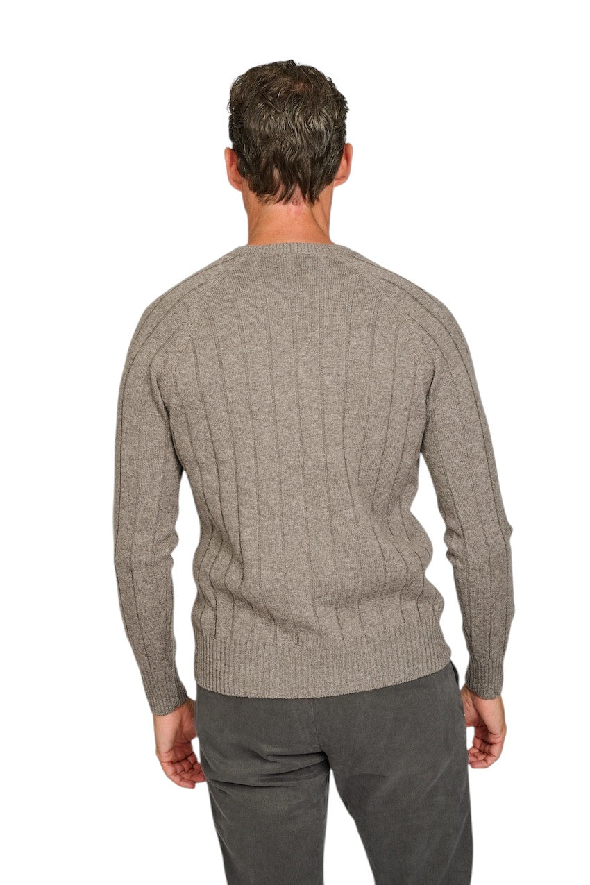Gran Sasso Men pull trui ronde hals heren taupe 23135 19657 039