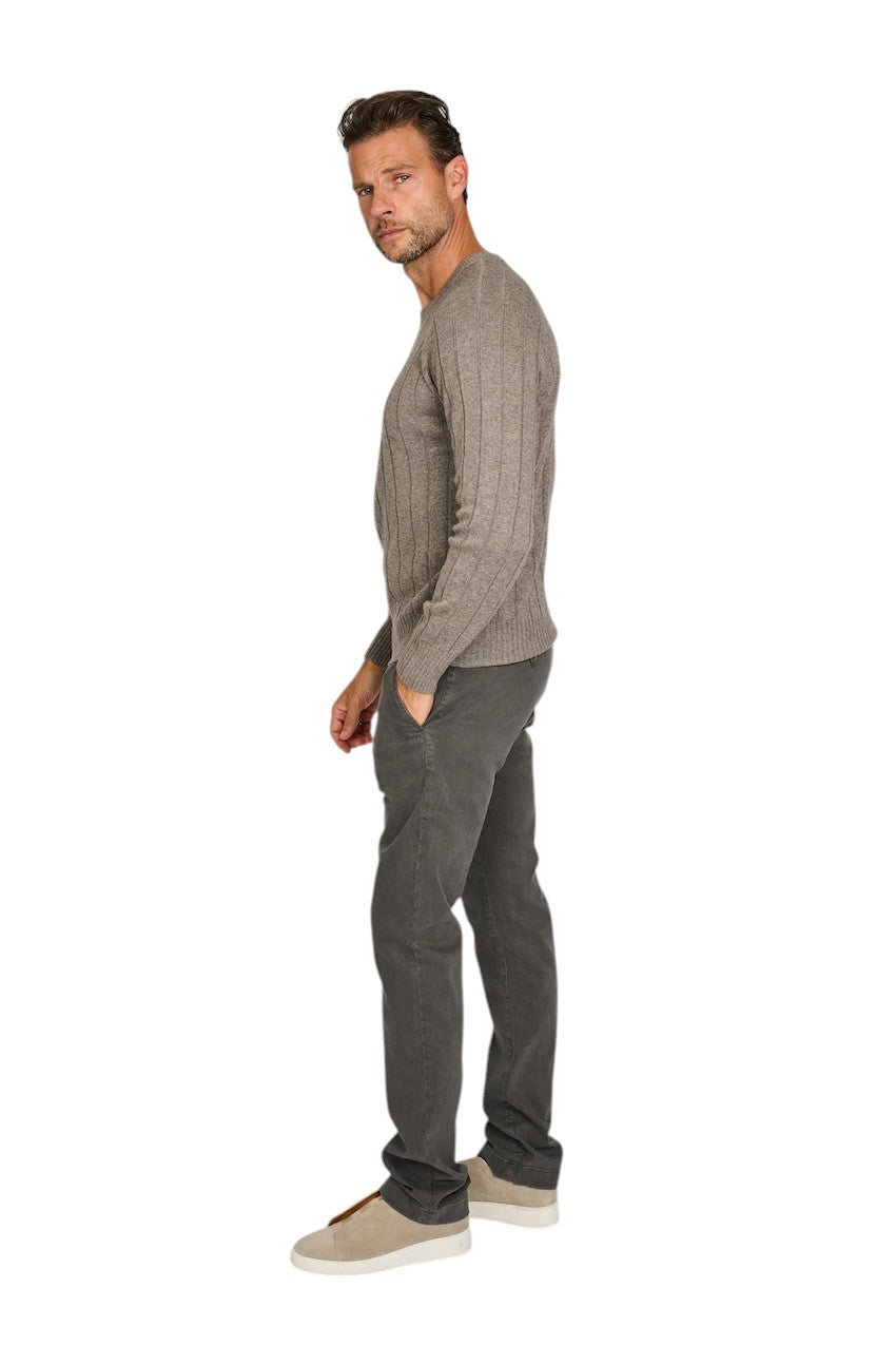 Gran Sasso Men pull trui ronde hals heren taupe 23135 19657 039