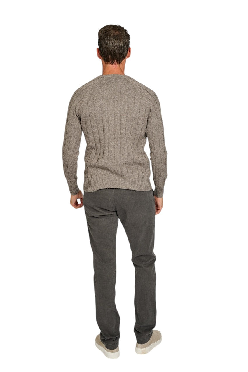 Gran Sasso Men pull trui ronde hals heren taupe 23135 19657 039
