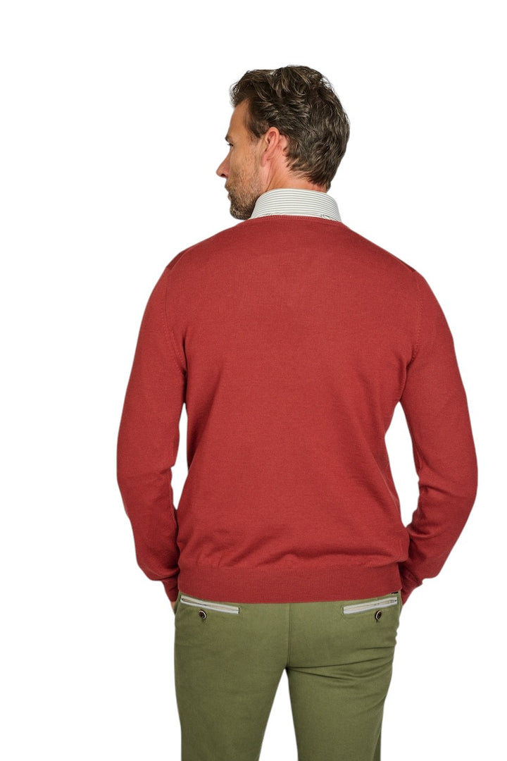 Gran Sasso Men pull trui v-hals heren donker rood 58172 14230 253