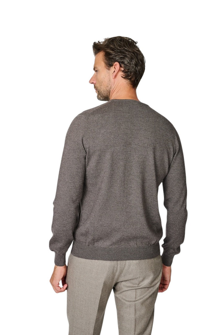 Gran Sasso Men pull trui v-hals heren licht bruin