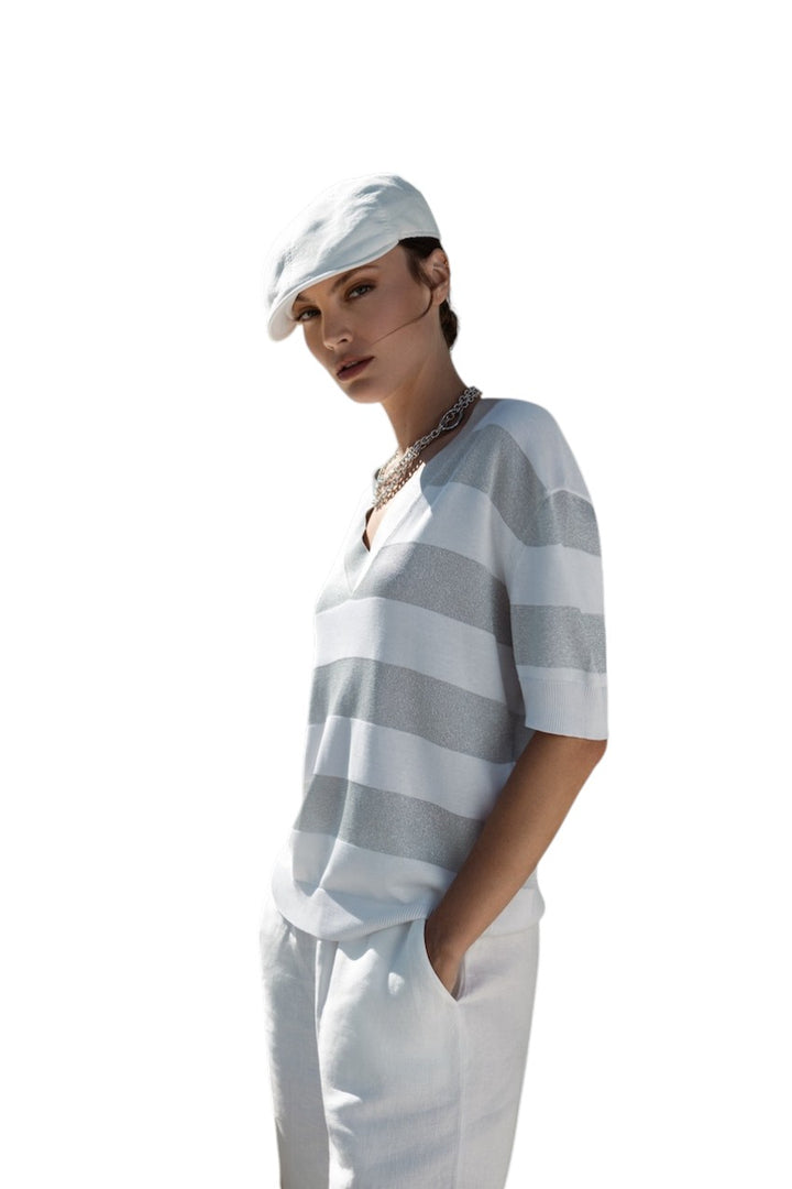 Gran Sasso Women pull sweater v-neck ladies gray