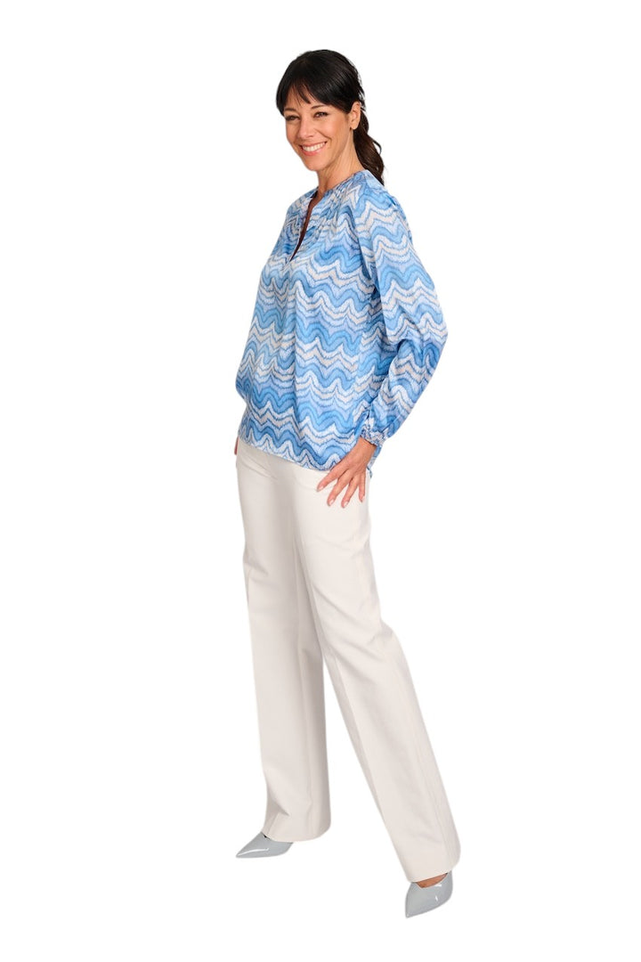 Hemisphere blouse lange mouwen dames blauw Fomos 251 FOMOS-6 25MD