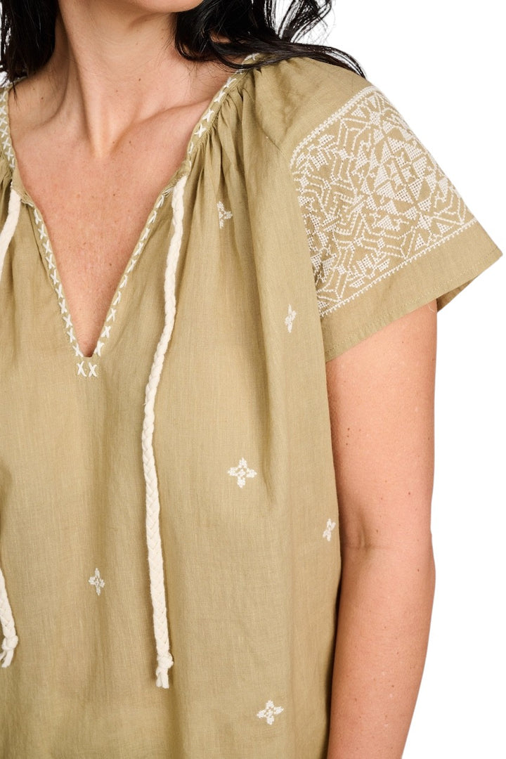 Hemisphere blouse zonder mouwen dames olijf 261OFEAUNI-6 6129