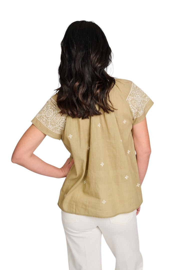 Hemisphere blouse zonder mouwen dames olijf 261OFEAUNI-6 6129