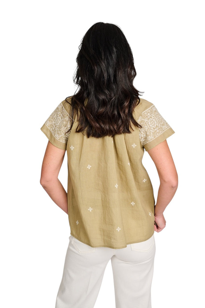 Hemisphere blouse zonder mouwen dames olijf 261OFEAUNI-6 6129