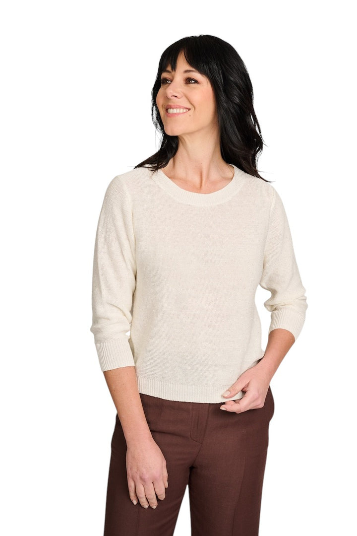 Hemisphere pull trui ronde hals dames ecru 261X813SQ-12 1010