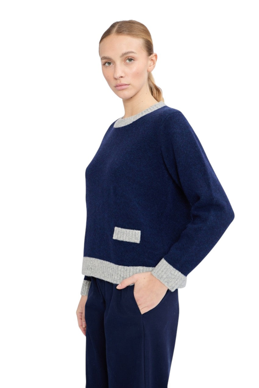 Jeff pull trui ronde hals dames marine GIGI 58