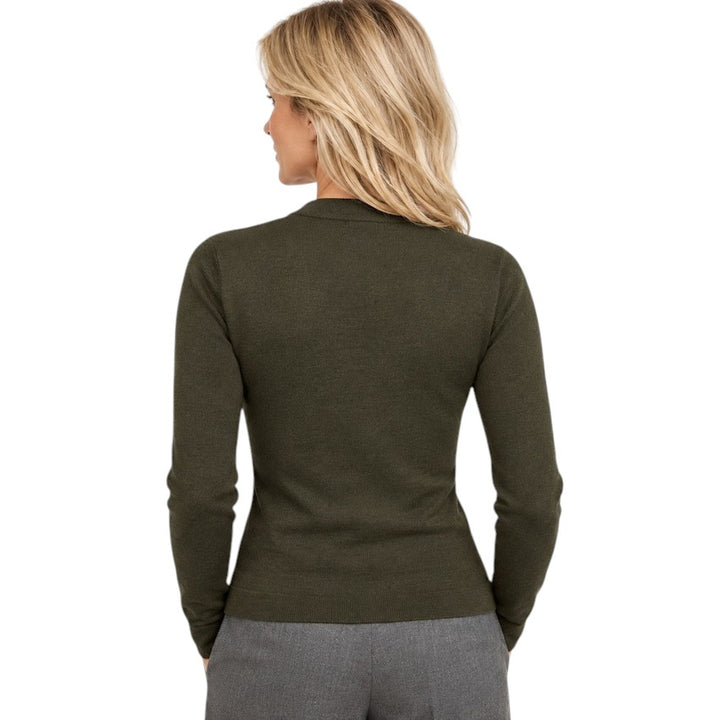 Natan Collection pull trui v-hals dames olijf OPEN-MERINOS1 206