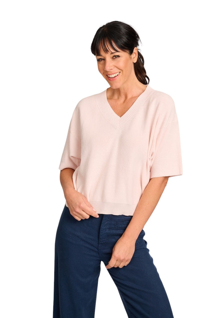 Panicale Cashmere trui v-hals dames roze D360242V-36D41B 0300