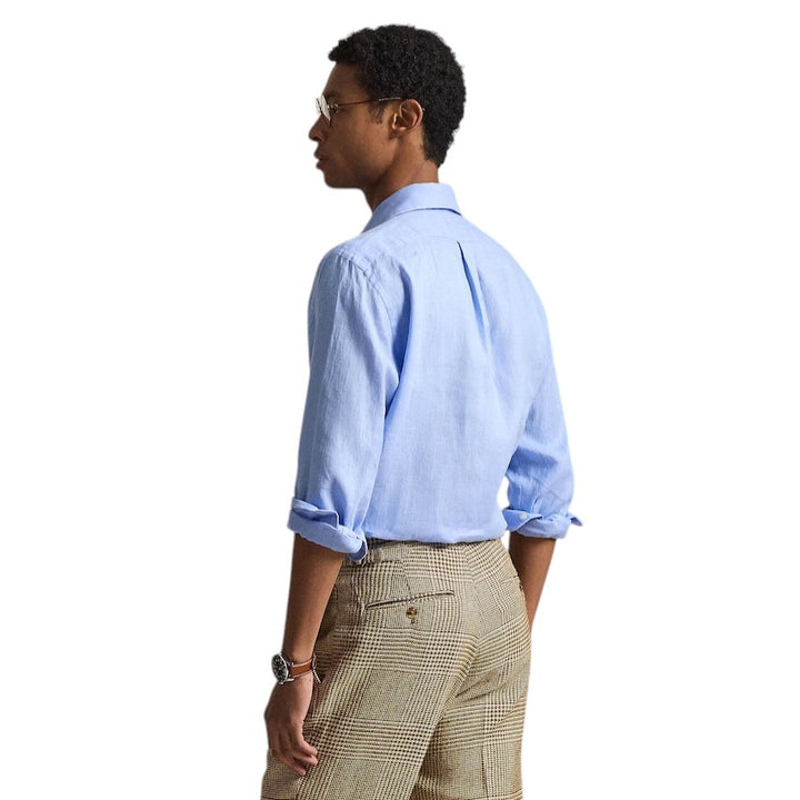 Polo Ralph Lauren Men hemd heren licht blauw linnen Custom slim fit 710966294509