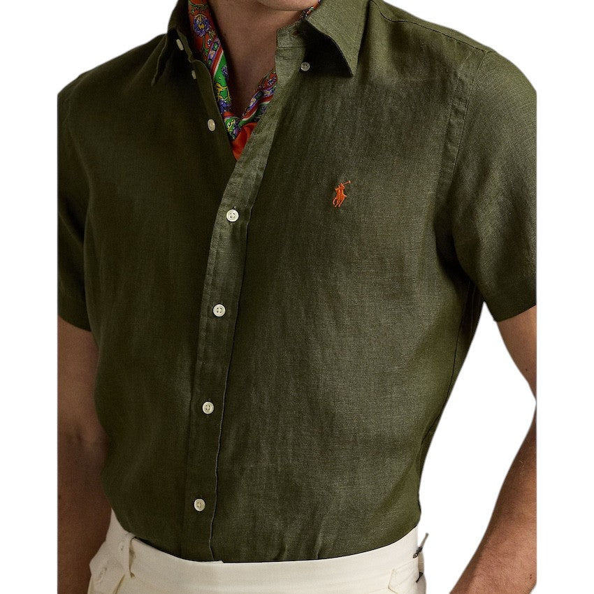 Polo Ralph Lauren Men hemd korte mouwen heren olijf custom fit 710968912002