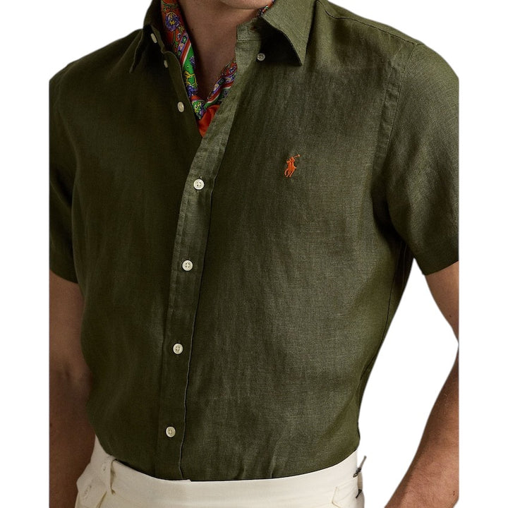 Polo Ralph Lauren Men hemd korte mouwen heren olijf custom fit 710968912002