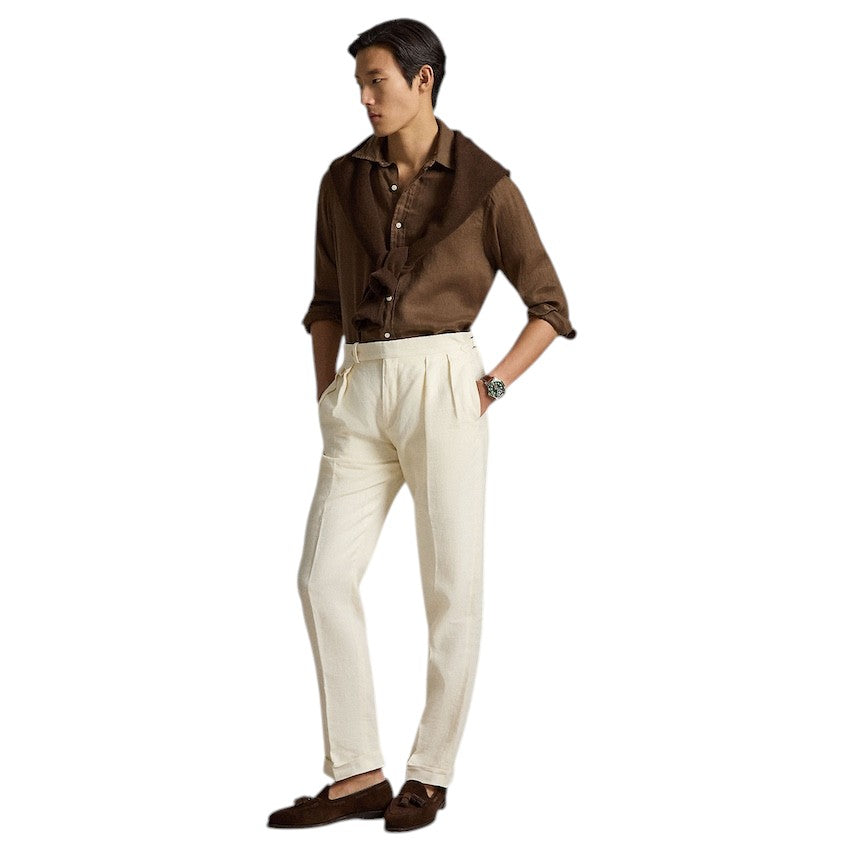 Polo Ralph Lauren Men hemd lange mouwen heren bruin custom fit 710966294514