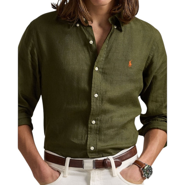 Polo Ralph Lauren Men hemd lange mouwen heren olijf slim fit 710968915006