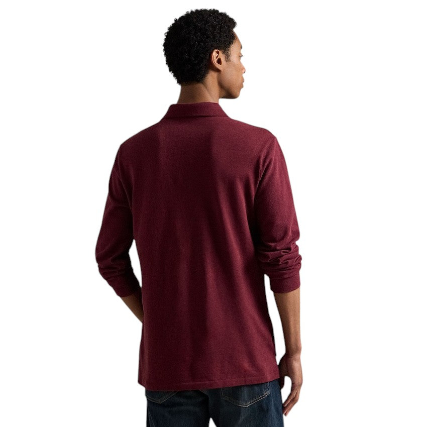 Polo Ralph Lauren Men polo shirt lange mouwen heren bordeaux custom slim fit 710680790095