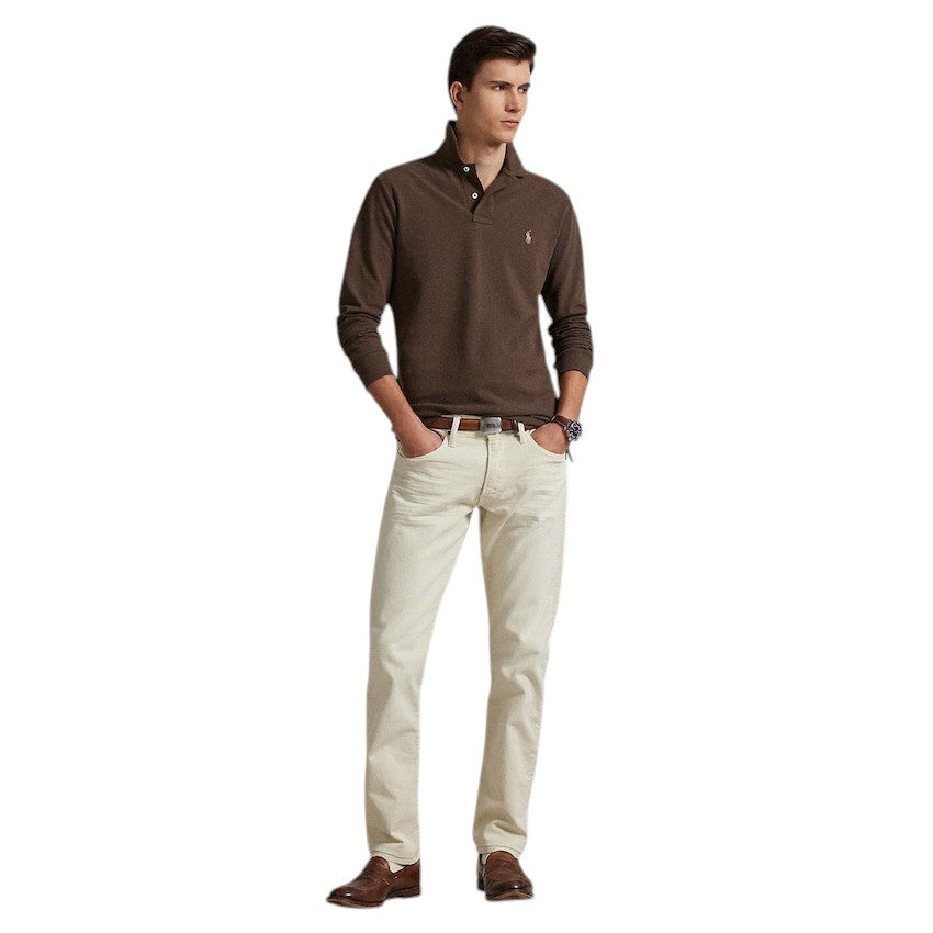 Polo Ralph Lauren Men polo shirt lange mouwen heren bruin custom slim fit 710680790144