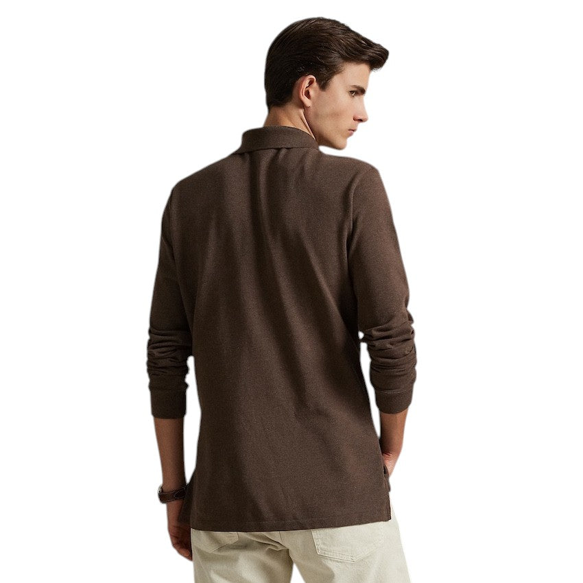 Polo Ralph Lauren Men polo shirt lange mouwen heren bruin custom slim fit 710680790144